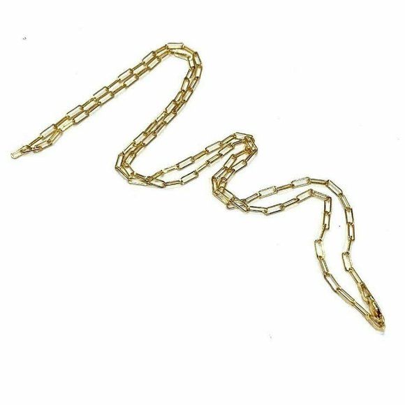 Solid 14K Yellow Gold 6x2mm Paper Clip Link Chain Necklace 16" - Picture 2 of 7